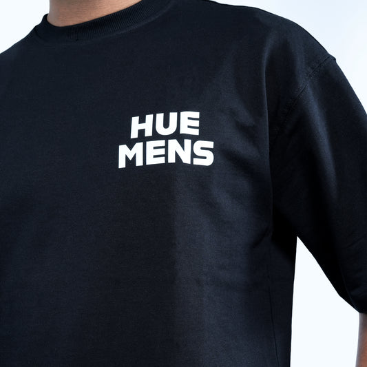 Hue-Mens | Signature Super Oversized Black Tee