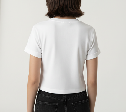 The Pink Ribbon Crop Tee – White