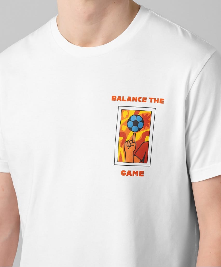 Balance the Game | White Regular Graphic Tee
