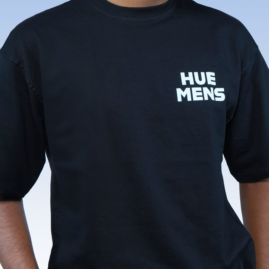 Hue-Mens | Signature Super Oversized Black Tee
