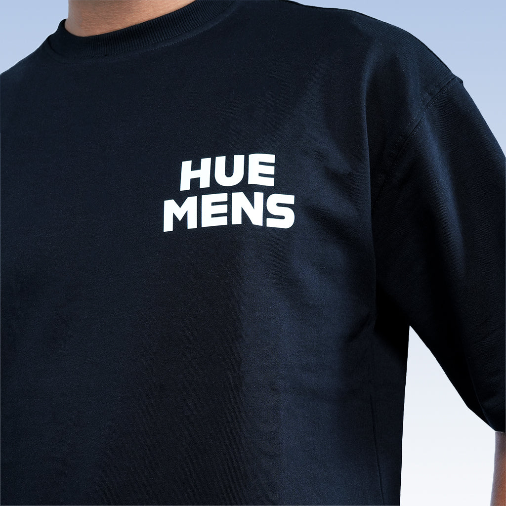 Hue-Mens | Signature Super Oversized Black Tee
